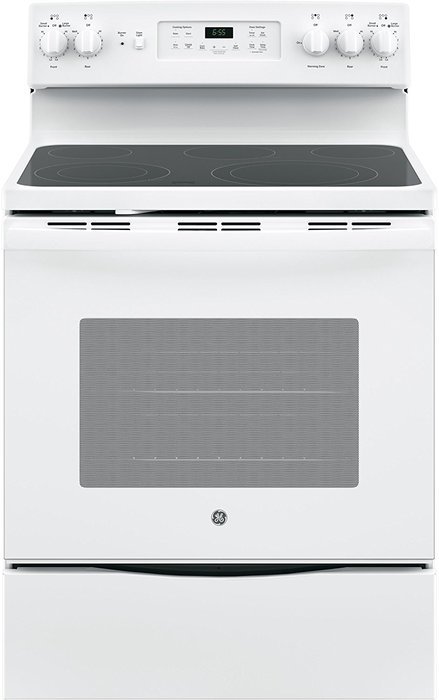 GE JB655DKWW 30" Star K Freestanding Electric Range with 5 Radiant Elements, 5.3 cu. ft. Oven Capacity, White