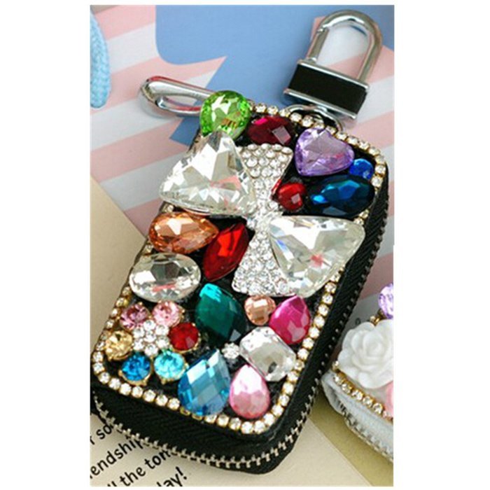 EVTECH(TM) Universal Car Smart Key Chain Leather Holder Cover Case Fob Remote 3D Handmade Luxury Shining Glitter... N4