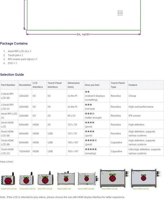 Waveshare Raspberry Pi LCD Display Module 4inch 320x480 (Pixel) TFT Resistive Touch Display... N3