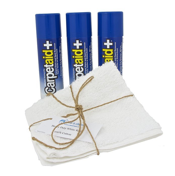 10 Oz. CarpetAid + (10 Cans) with 3 Heavy Duty White Rags N2