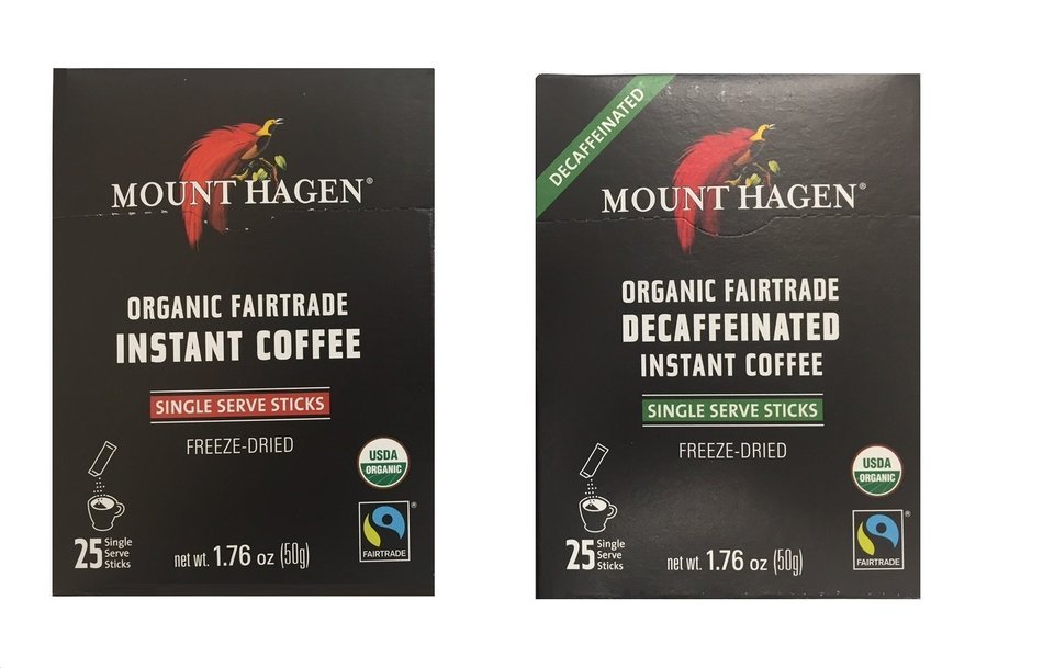 Mount Hagen - Organic Instant Coffee Freeze Dried 25 Single Serve Packets- 1.76 Oz Each ,Variety Pack ,1 Box Regular...