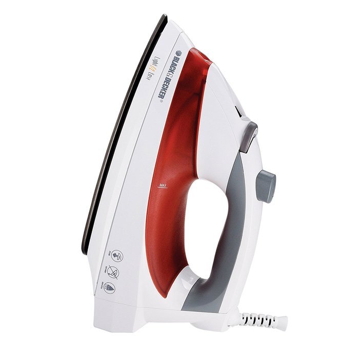 BLACK+DECKER F920 Light 'N Easy Compact Steam Iron, White/Red