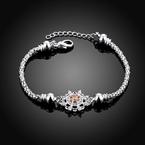 New 925 Sterling Silver Plated Women Sunflower Crystal Bracelet Bangle Jewelry N5