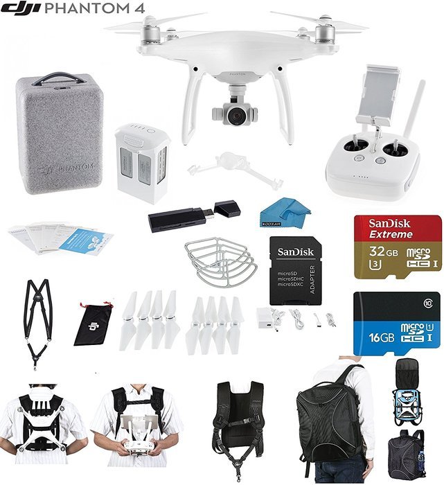 DJI Phantom 4 Quadcopter Drone with 4K Video EVERYTHING YOU NEED KIT + SanDisk 32GB Micro SDXC Card + Universal... N11