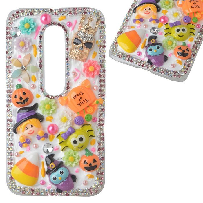 Spritech(TM) 3D Handmade Crystal Phone Case for Motorola Moto G3/Moto G (3rd Gen),Helloween Style Monster Pumpkin... N6