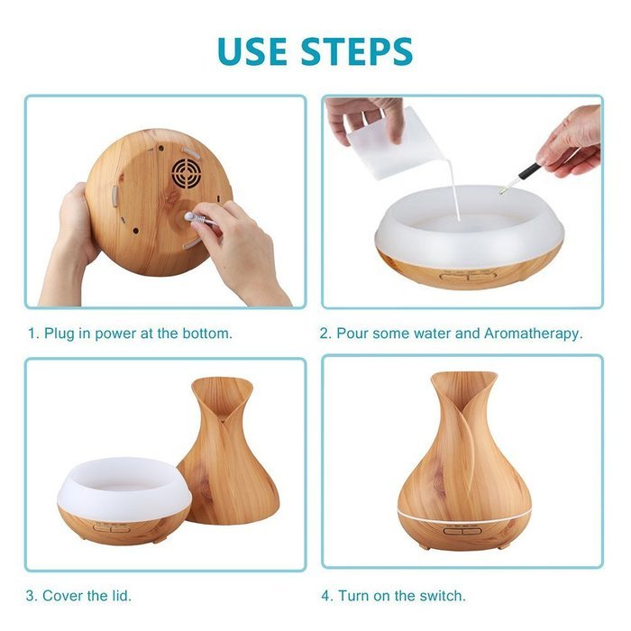 Rainco 400ml Ultrasonic Humidifier Aromatherapy Oil Diffusers with Adjustable Mist Mode,Waterless Auto Shut-off... N8