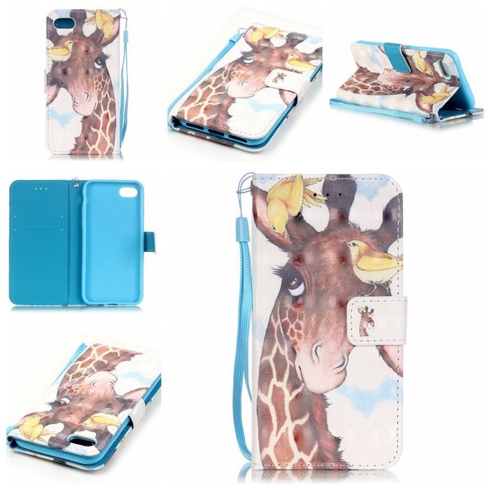 iPhone 7 Case,Yaheeda [3D Colored Drawing] [Flip Fit] Premium PU Leather Card-Slots Cash-Slots & Kickstand [Anti-Scratches... N27