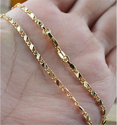 Hot 18K Gold Plated Thin Link Flat Chain Necklace Women Men Fashion Jewelry 20 N2