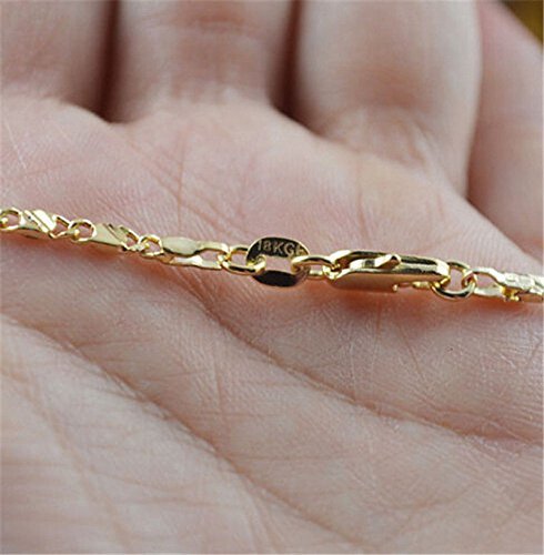 Hot 18K Gold Plated Thin Link Flat Chain Necklace Women Men Fashion Jewelry 20 N3