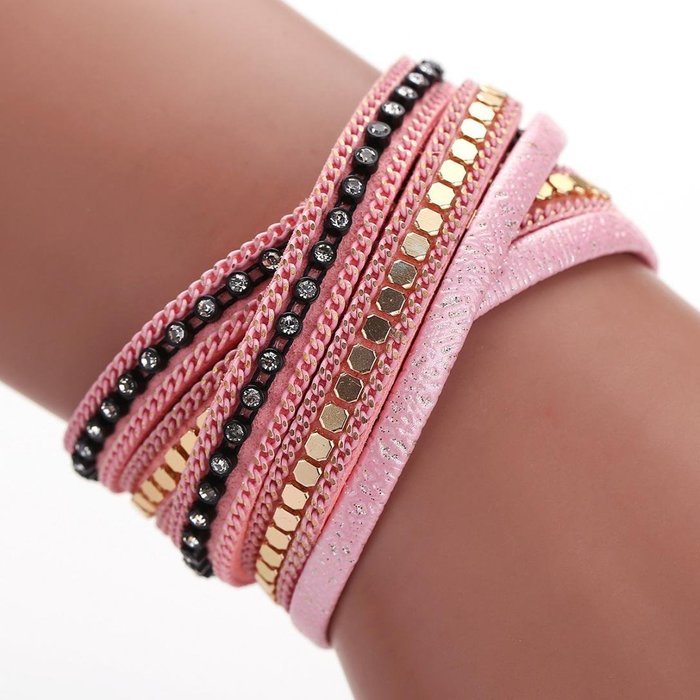AutumnFall Women Bohemian Bracelet Woven Braided Handmade Wrap Cuff Magnetic Clasp (Gray) N14