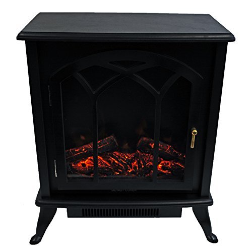 Portable 120V Electric Fireplace Stove 750/1500W Heater w/ Real Log Flame Effect N2