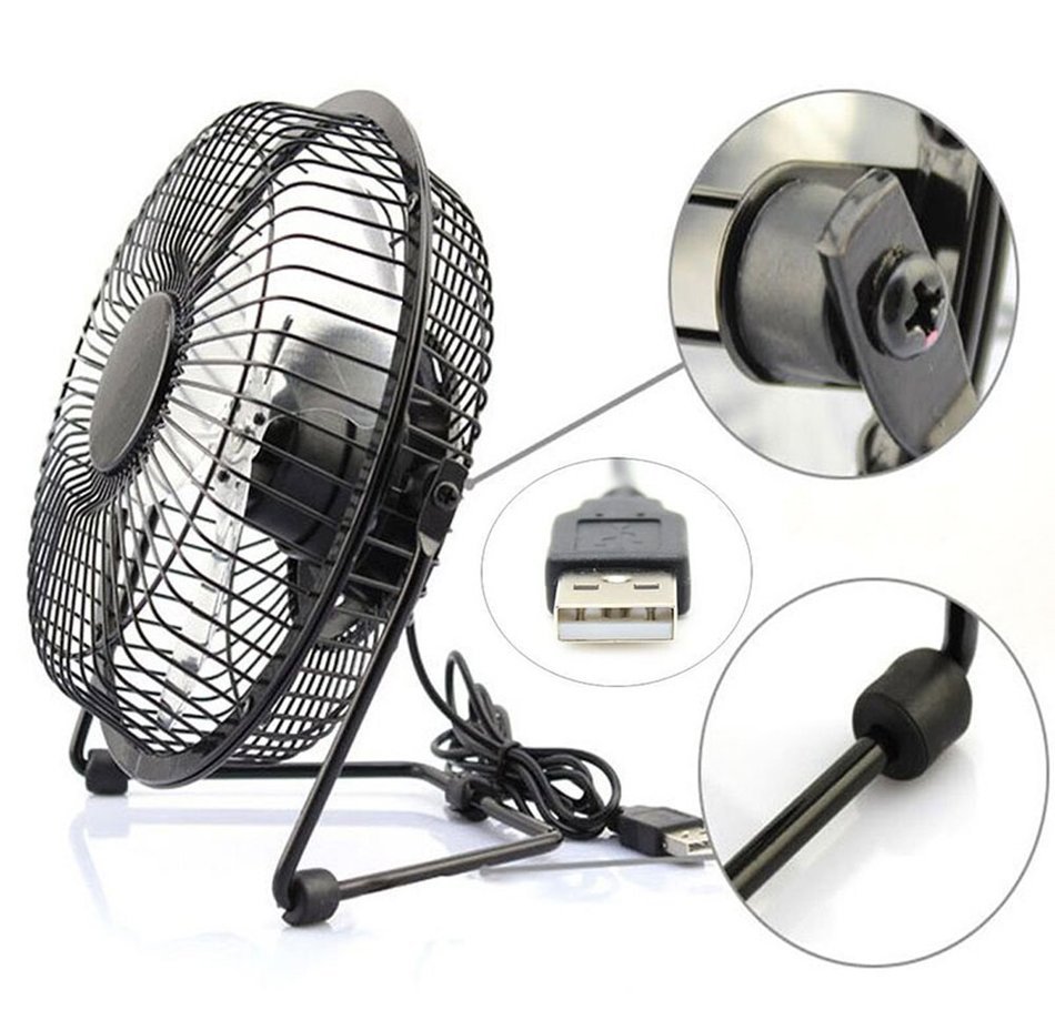 YYGIFT&reg; Quiet Operation Mini USB Table Desk Personal Fan with Built-in Rechargeable Battery - Black N6