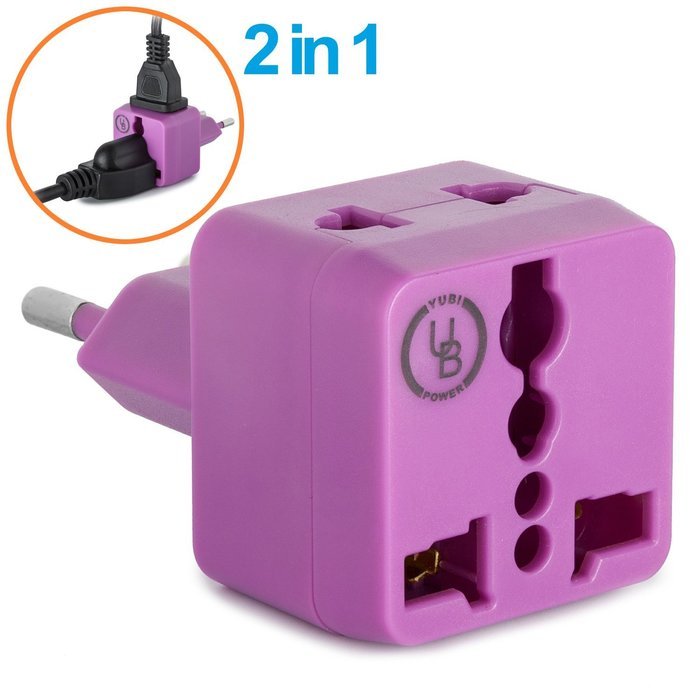 Yubi Power 2 in 1 Universal Travel Adapter with 2 Universal Outlets - Built in Surge Protector - 3 Pack - Black... N19