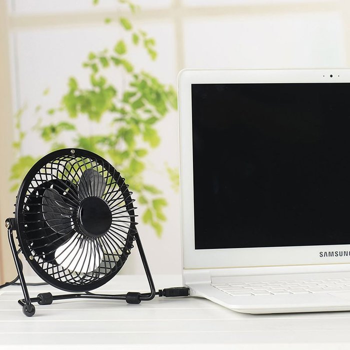 YYGIFT&reg; Quiet Operation Mini USB Table Desk Personal Fan with Built-in Rechargeable Battery - Black N7