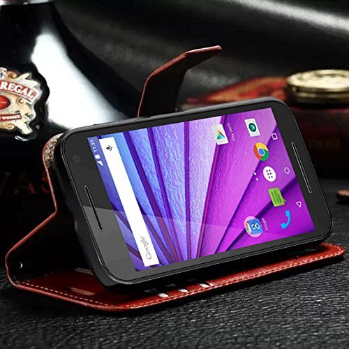 Noviame(TM)New Luxury Wallet Flip PU Leather Case For Motorola Moto G3 With Photo Frame & Card Holder Cover For... N7