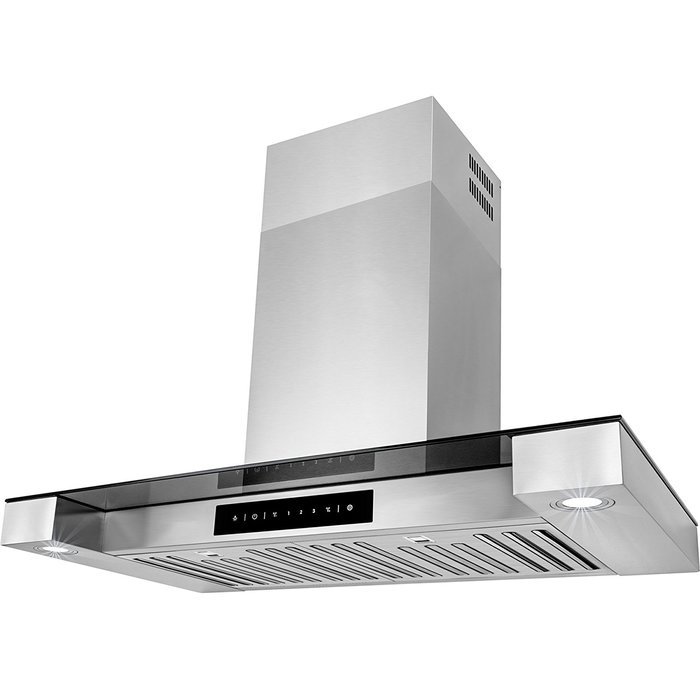 Golden Vantage 30" Stainless Steel Wall Mount Touch Screen Display LED Light Lamp Baffle Filter Convertible Cooking... N2