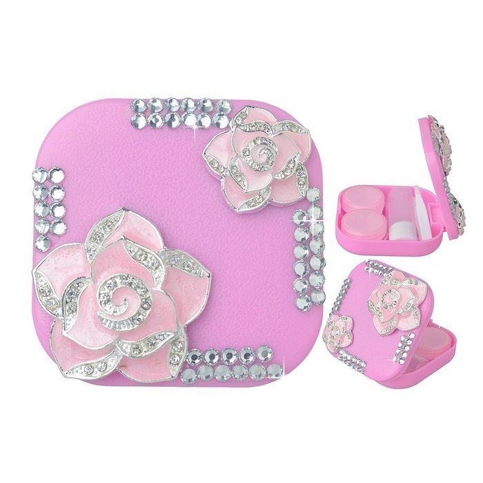 KAKA(TM) Fashion Box Kit 3D Handmade Rhinestone Bling Crystal Design Skull Pattern Decorated Black Mini Contact... N34