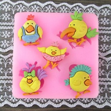 3D Mini Peony Fondant Mold Silicone Cake Chocolate Moulds,Chicken N2