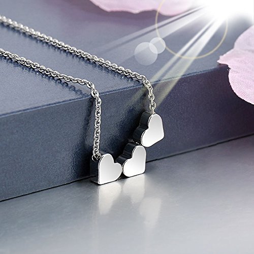 Fashion Stainless steel Women Jewelry Three Heart Charms Pendant Necklace New Gold