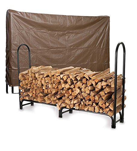 Large USA-Made Steel Log Rack And Cover Set