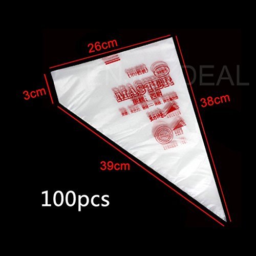 Enjoydeal 100pcs Fashion Disposable Pastry Bag Icing Piping Cake Pastry Cupcake Decorating Bags (Large)