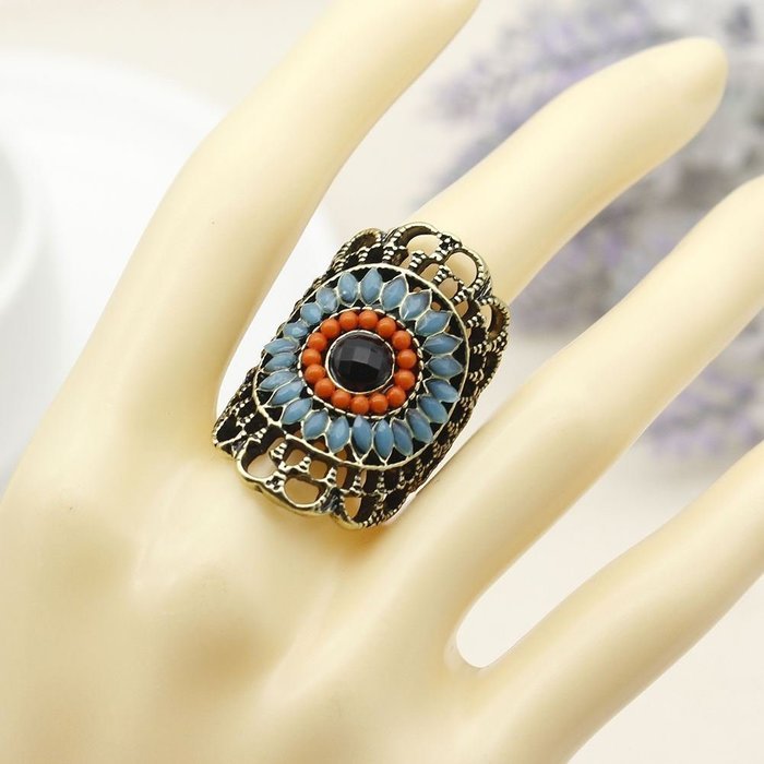 Festival Party Sz 6 Fashion Evil Eye Crystal Rings Multi-Gem Women Men Bohemia (6) N2