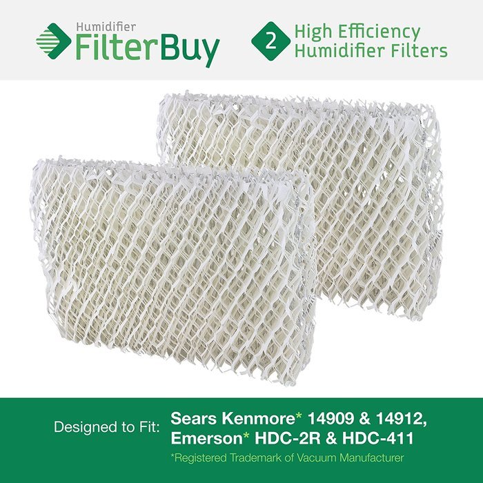 Emerson HDC-2R & HDC-411, Sears Kenmore 14909 & 14912 Humidifier Wick Filter. Designed by FilterBuy. Pack of 2...