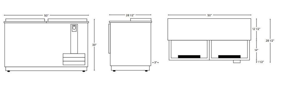 JBC-50 Commercial 50" Horizontal Beer Bottle Cooler N2