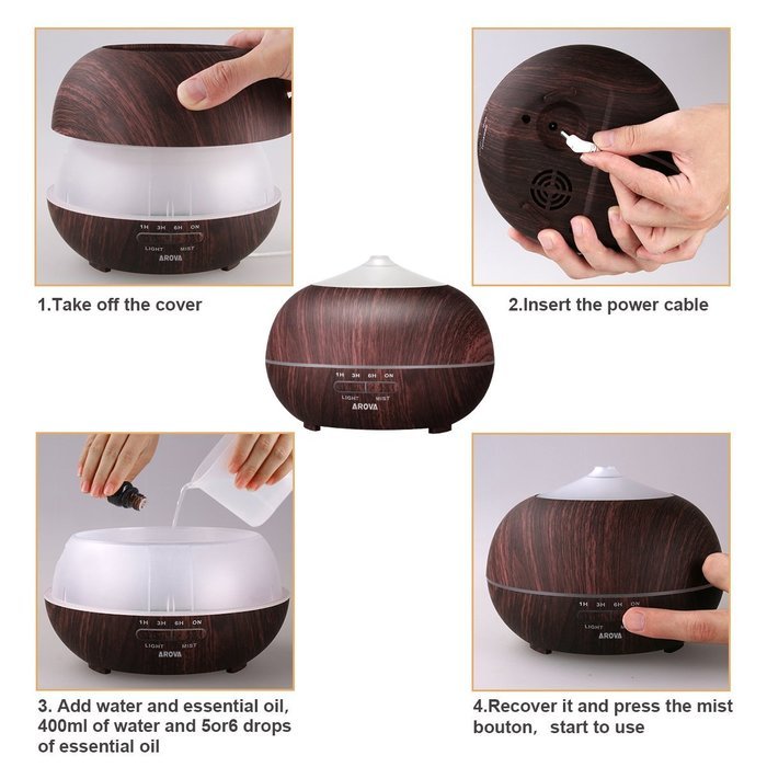 Arova 400ml Aromatherapy Essential Oil Diffuser - Portable Ultrasonic Diffuser Cool Mist Air Humidifier-Timer... N5