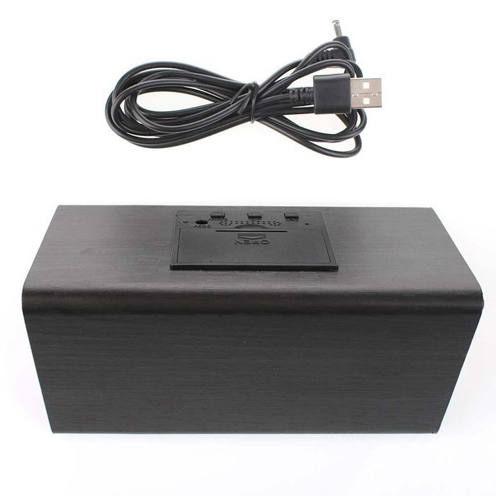 Digital Wood Clock Sound Activated LED Alarm Clock Multi-function Display with Temperature and Humidity (Black-white) N11