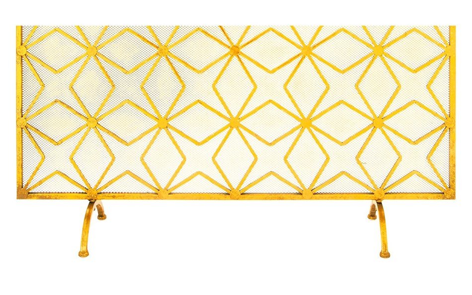 Fire Protector Fireplace Screen Metal Gold Finish Christmas Decorating Gift N5