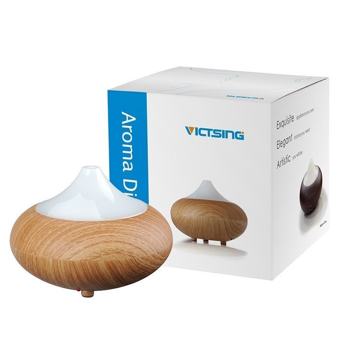 Scenic Aromatherapy Cool Mist Humidifier with 7 Color LED Lights, Wood Grain, 140ml N7