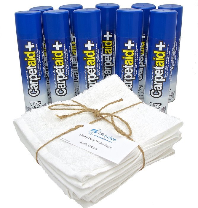 10 Oz. CarpetAid + (10 Cans) with 3 Heavy Duty White Rags N3