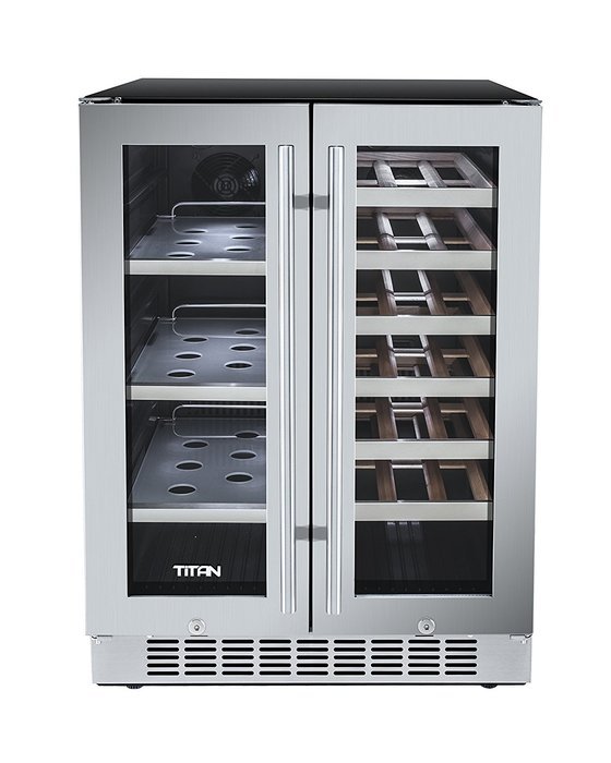 Titan 24 Inch Built-In French Door Wine and Beverage Refrigerator
