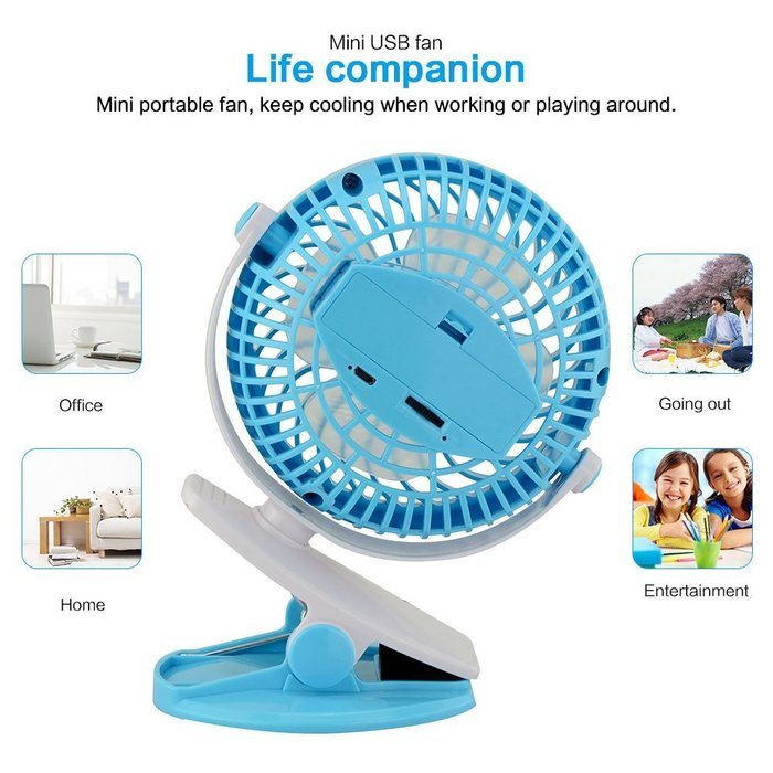 Welltop 5-inch Portable Clip Fan Rotatable Clamp Fans USB or Battery Powered Table Fan Rechargeable Desktop Fan... N11