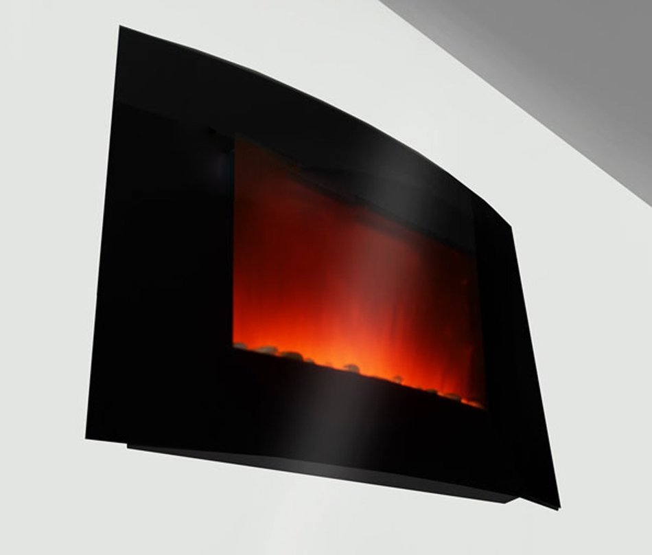 36 inch Wall Mount Modern Space Heater Electric Fireplace Tempered Glass W/Remote Control AX-520AP