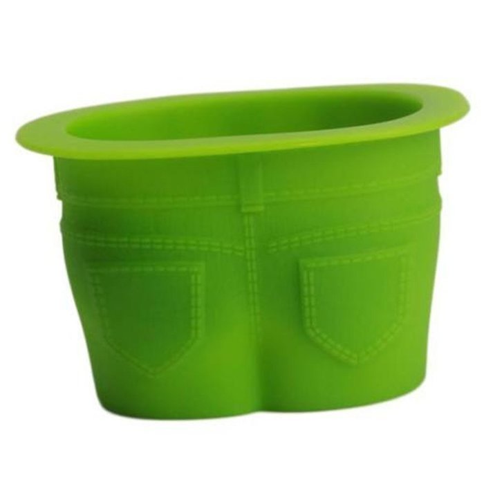 Yingwei Green Muffin Top Cupcake Molds Reusable Silicone Baking Cups Novelty Jean Shaped Silicone Bake Cups for...