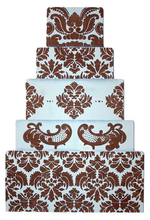 Designer Stencils C402 Damask Cake Tier 2 Cake Stencil, Beige/Semi-Transparent