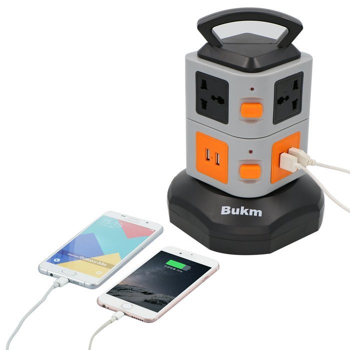 Power Strip Surge Protector, Bukm Smart 6-Outlet with 4-USB Surge Protection Power Socket 110-250V Worldwide Voltage... N3