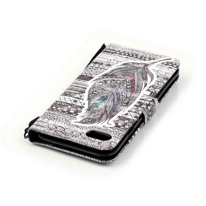 iPhone 7 Case,Yaheeda [3D Colored Drawing] [Flip Fit] Premium PU Leather Card-Slots Cash-Slots & Kickstand [Anti-Scratches... N44