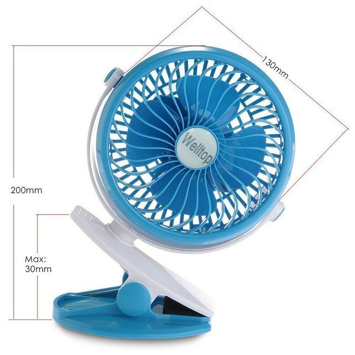 Welltop 5-inch Portable Clip Fan Rotatable Clamp Fans USB or Battery Powered Table Fan Rechargeable Desktop Fan... N13
