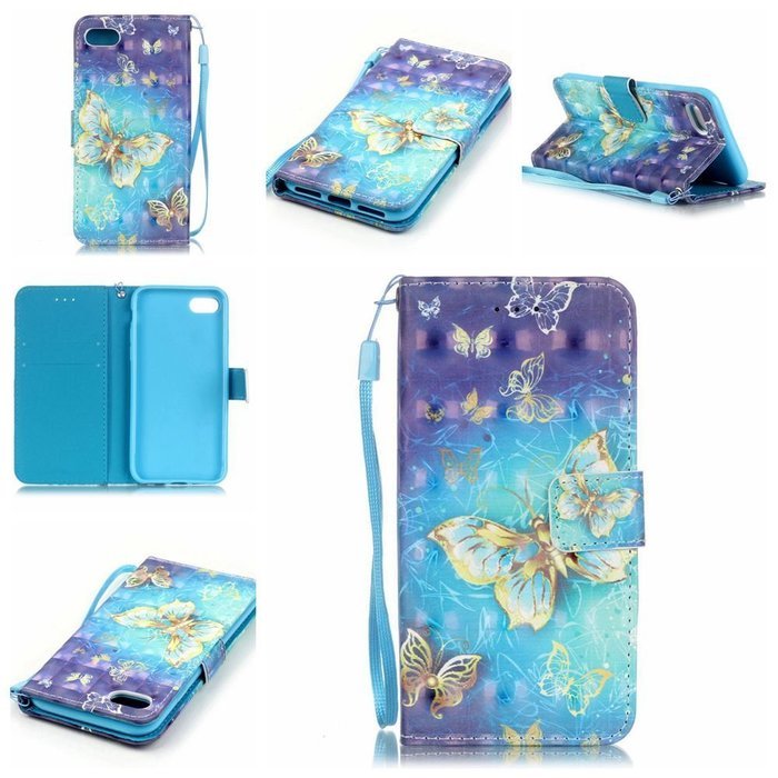 iPhone 7 Case,Yaheeda [3D Colored Drawing] [Flip Fit] Premium PU Leather Card-Slots Cash-Slots & Kickstand [Anti-Scratches... N52