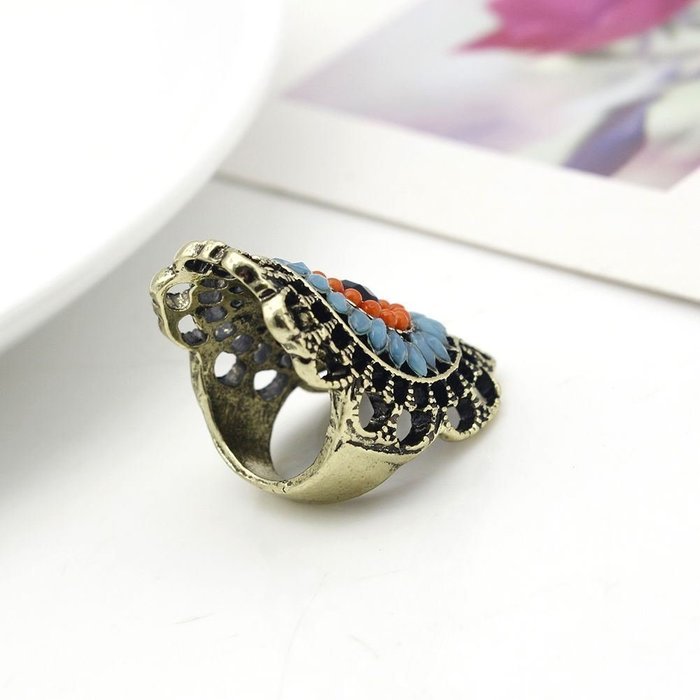 Festival Party Sz 6 Fashion Evil Eye Crystal Rings Multi-Gem Women Men Bohemia (6) N3