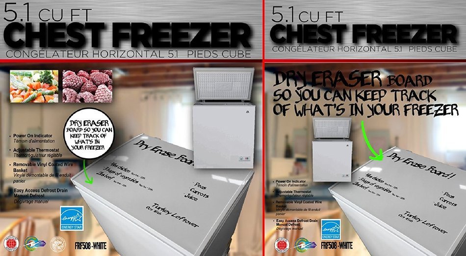 Igloo 5.1 Cubic Foot Chest Freezer with Dry Erase Board Top, White