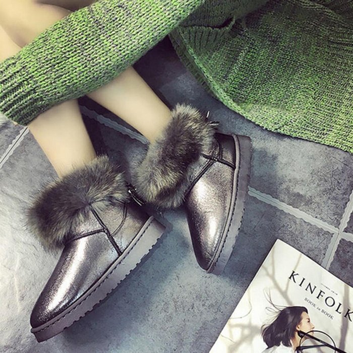 Spritech(TM) Fashion Women's Warm Flat Fur Button Elegant Tassel Winter Snow Boots N19
