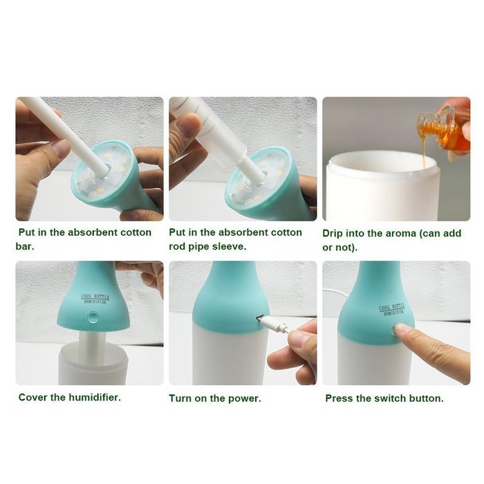 Fasthorse Portable Cool Bottle Design Air Humidifier and Aromatherapy Essential Oil Diffuser USB Humidifier Atomizer... N7