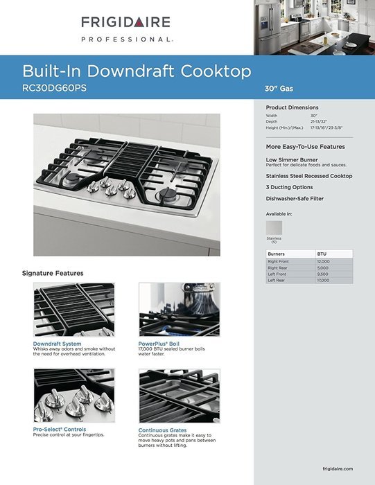 Frigidaire RC30DG60PS 30" Gas Sealed Burner Style Cooktop with 4 Burners, in Stainless Steel N6