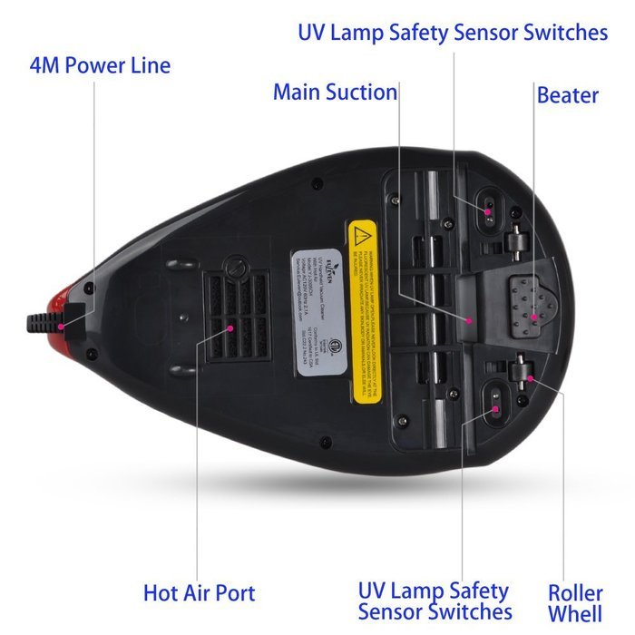 Handheld vacuum cleaner,Euleven 3005CH,UV Bed Vacuum Cleaner with Hot air and Vibrating Single pad N4