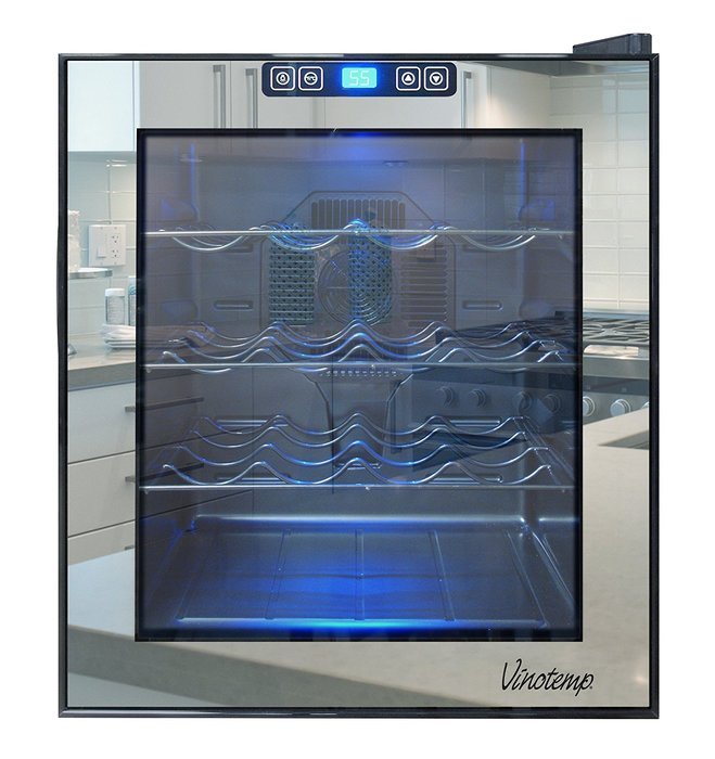 Vinotemp VNTVT-28TSBM 28-Bottle Mirrored Thermoelectric Wine Cooler N2