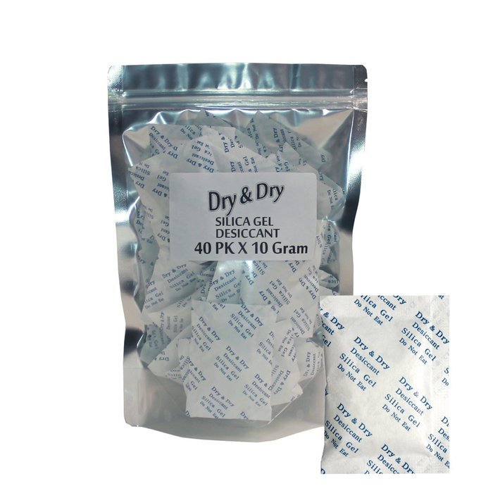 10 Gram Pack of 100 "Dry&Dry" Silica Gel Packets Desiccant Dehumidifiers N6